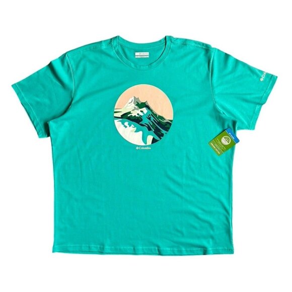 Columbia Men's Rapid Ridge Graphic Tee Organic Cotton Turquoise - Picture 1 of 6